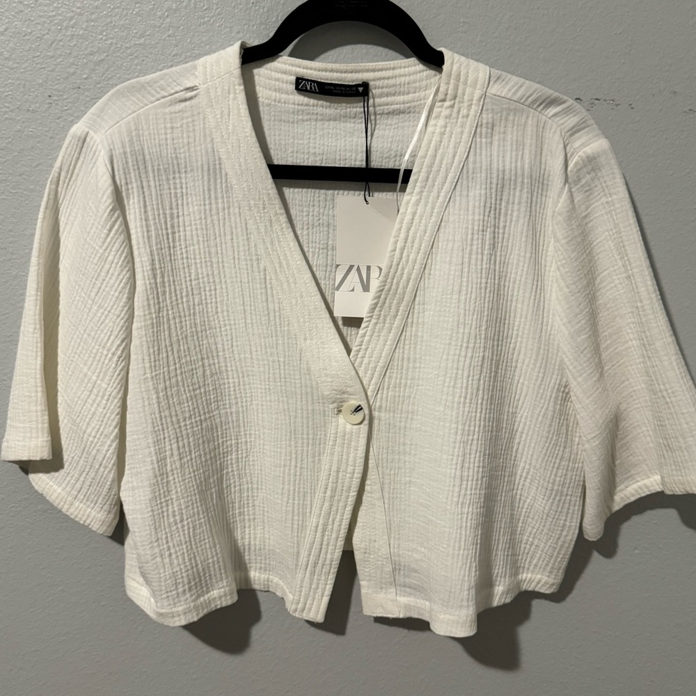 NWT!! Zara White Cotton Blouse